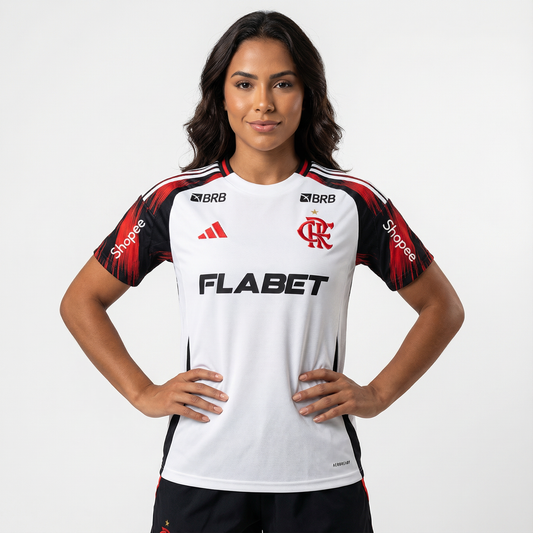 Camisa Feminina Adidas Flamengo 2025/26 II Torcedor Com Patrocínios