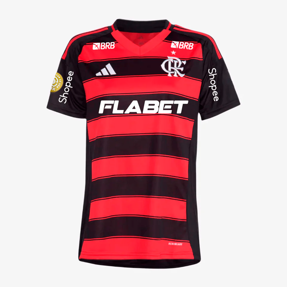 Camisa Feminina Adidas Flamengo 2025/26 I Torcedor Com Patrocínios